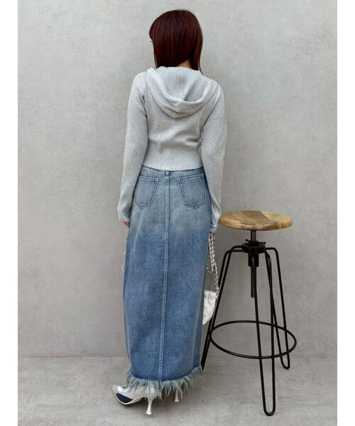 EVRIS（エヴリス）の「ワンポイントジップアップニットフーディー（ニット/セーター・レディース・ブラック/グレー/ブルー・FREE）」の14枚目の写真