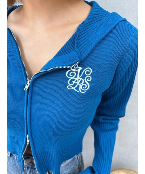 EVRIS（エヴリス）の「ワンポイントジップアップニットフーディー（ニット/セーター・レディース・ブラック/グレー/ブルー・FREE）」の17枚目の写真