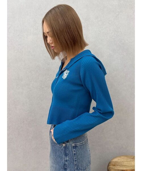 EVRIS（エヴリス）の「ワンポイントジップアップニットフーディー（ニット/セーター・レディース・ブラック/グレー/ブルー・FREE）」の20枚目の写真