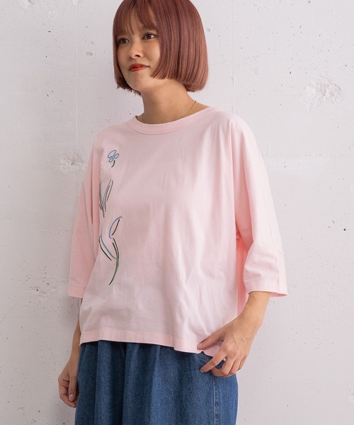 POU DOU DOU（プードゥドゥ）の「ダンシングフラワー刺繍ドルマントップス（Tシャツ/カットソー・レディース・オートミール/ピンク/ブラック・3）」の12枚目の写真