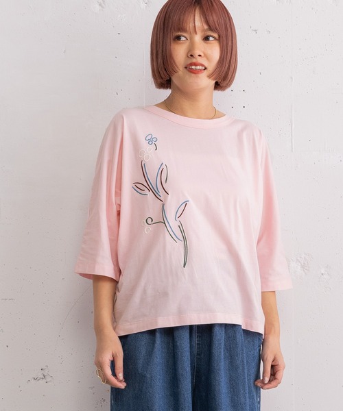 POU DOU DOU（プードゥドゥ）の「ダンシングフラワー刺繍ドルマントップス（Tシャツ/カットソー・レディース・オートミール/ピンク/ブラック・3）」の13枚目の写真