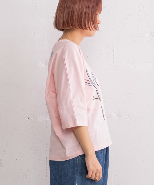 POU DOU DOU（プードゥドゥ）の「ダンシングフラワー刺繍ドルマントップス（Tシャツ/カットソー・レディース・オートミール/ピンク/ブラック・3）」の14枚目の写真