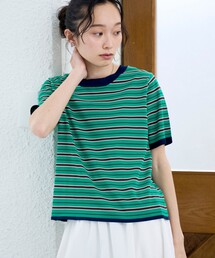 マルチボーダー 半袖サマーニット