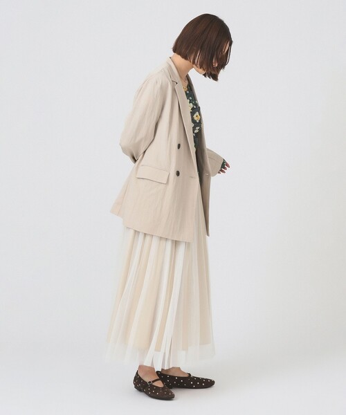 Ray BEAMS(レイビームス)の「【7/31再値下げ】ソフトクリンクル 4ボタン ダブル ジャケット | 新生活・通勤・通学・オフィスカジュアル・オンオフ兼用・好印象コーデ(テーラードジャケット・レディース・ブラック/ベージュ・1/0)」の8枚目の写真