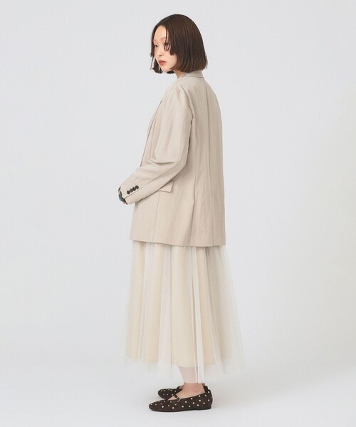 Ray BEAMS(レイビームス)の「【7/31再値下げ】ソフトクリンクル 4ボタン ダブル ジャケット | 新生活・通勤・通学・オフィスカジュアル・オンオフ兼用・好印象コーデ(テーラードジャケット・レディース・ブラック/ベージュ・1/0)」の9枚目の写真