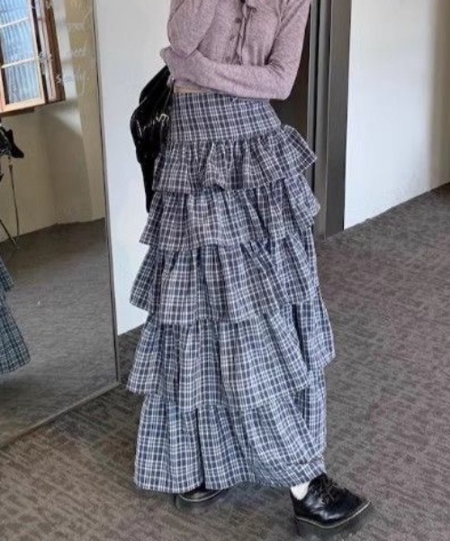 FUNdaysion(ファンデイション)の「チェックティアードスカート(スカート・レディース・グレー・M)」の12枚目の写真
