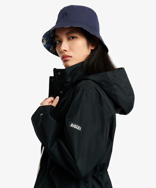 AIGLE(エーグル)の「GORE-TEX ゴアテックス 防水 透湿 防風 2レイヤー ミドル丈ジャケット / フード取り外し可(マウンテンパーカー・レディース・ブラック/ベージュ・38/40/36)」の5枚目の写真