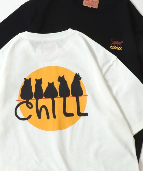 SITRY(シトリー)の「Cat Back Print T-Shirt/猫 アニマル ワンポイント刺繍 バックプリント オーバーサイズ 半袖Tシャツ レディース メンズ(Tシャツ/カットソー・メンズ・ホワイト/オートミール/チャコール/ブラック・M/L/LL)」の1枚目の写真