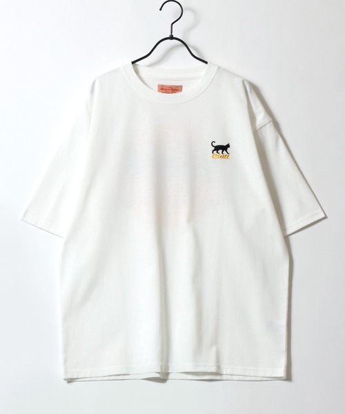SITRY(シトリー)の「Cat Back Print T-Shirt/猫 アニマル ワンポイント刺繍 バックプリント オーバーサイズ 半袖Tシャツ レディース メンズ(Tシャツ/カットソー・メンズ・ホワイト/オートミール/チャコール/ブラック・M/L/LL)」の5枚目の写真