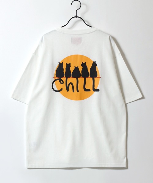 SITRY(シトリー)の「Cat Back Print T-Shirt/猫 アニマル ワンポイント刺繍 バックプリント オーバーサイズ 半袖Tシャツ レディース メンズ(Tシャツ/カットソー・メンズ・ホワイト/オートミール/チャコール/ブラック・M/L/LL)」の6枚目の写真