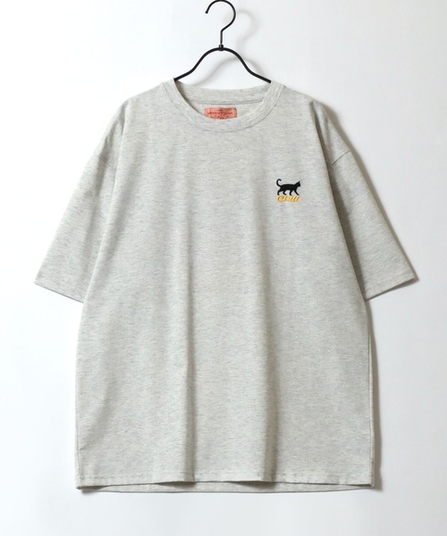 SITRY(シトリー)の「Cat Back Print T-Shirt/猫 アニマル ワンポイント刺繍 バックプリント オーバーサイズ 半袖Tシャツ レディース メンズ(Tシャツ/カットソー・メンズ・ホワイト/オートミール/チャコール/ブラック・M/L/LL)」の11枚目の写真