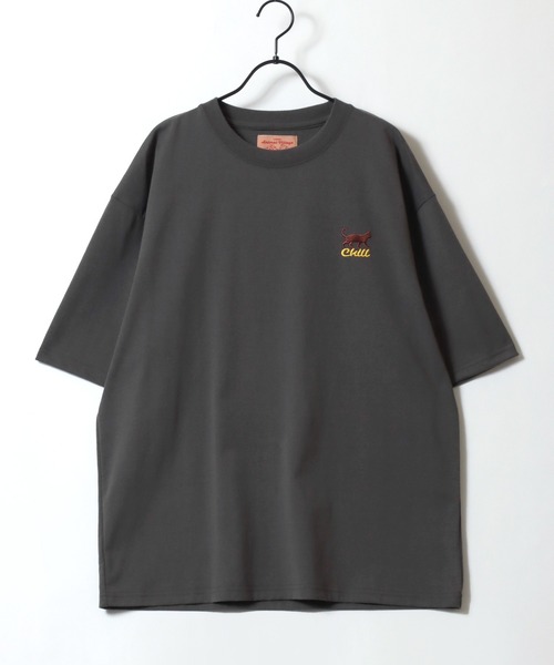 SITRY(シトリー)の「Cat Back Print T-Shirt/猫 アニマル ワンポイント刺繍 バックプリント オーバーサイズ 半袖Tシャツ レディース メンズ(Tシャツ/カットソー・メンズ・ホワイト/オートミール/チャコール/ブラック・M/L/LL)」の9枚目の写真