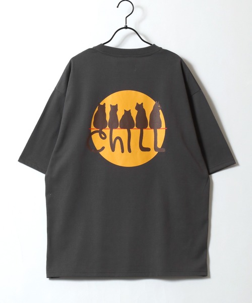 SITRY(シトリー)の「Cat Back Print T-Shirt/猫 アニマル ワンポイント刺繍 バックプリント オーバーサイズ 半袖Tシャツ レディース メンズ(Tシャツ/カットソー・メンズ・ホワイト/オートミール/チャコール/ブラック・M/L/LL)」の10枚目の写真