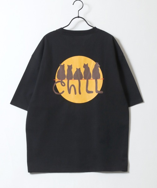 SITRY(シトリー)の「Cat Back Print T-Shirt/猫 アニマル ワンポイント刺繍 バックプリント オーバーサイズ 半袖Tシャツ レディース メンズ(Tシャツ/カットソー・メンズ・ホワイト/オートミール/チャコール/ブラック・M/L/LL)」の8枚目の写真