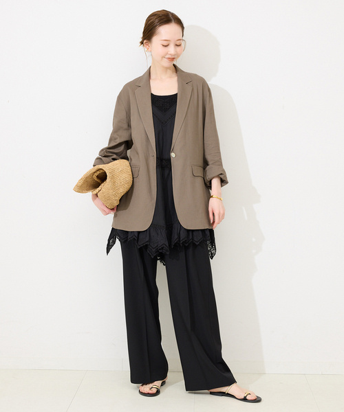 SLOBE IENA(スローブイエナ)の「《36.38サイズ展開》リネンレーヨンシングルテーラードジャケット(テーラードジャケット・レディース・ブラウン/ベージュ・38/36)」の10枚目の写真