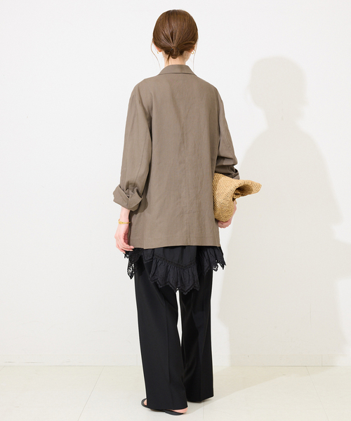 SLOBE IENA(スローブイエナ)の「《36.38サイズ展開》リネンレーヨンシングルテーラードジャケット(テーラードジャケット・レディース・ブラウン/ベージュ・38/36)」の14枚目の写真