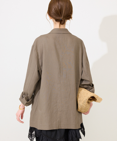 SLOBE IENA(スローブイエナ)の「《36.38サイズ展開》リネンレーヨンシングルテーラードジャケット(テーラードジャケット・レディース・ブラウン/ベージュ・38/36)」の18枚目の写真