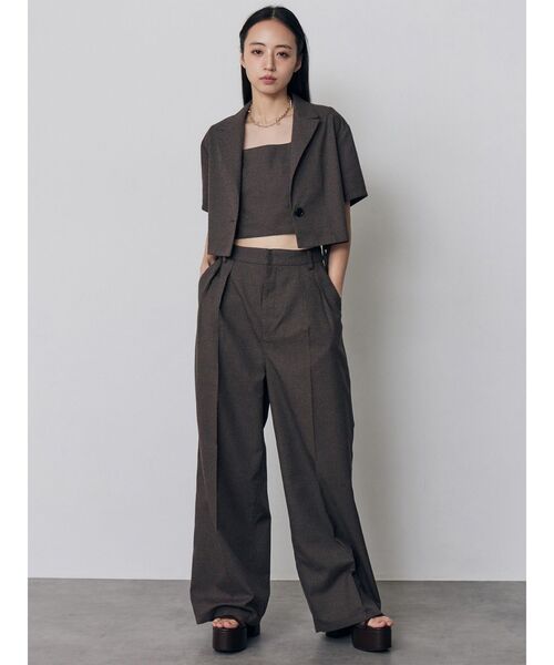 MURUA（ムルーア）の「【セットアップ対応】メッシュショートシャツジャケット　夏服（テーラードジャケット・レディース・ブラウン/ブラック/アイボリー/グレー・FREE）」の12枚目の写真