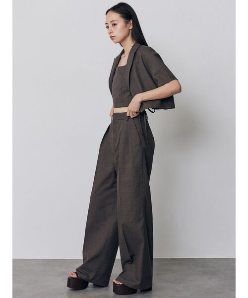 MURUA（ムルーア）の「【セットアップ対応】メッシュショートシャツジャケット　夏服（テーラードジャケット・レディース・ブラウン/ブラック/アイボリー/グレー・FREE）」の13枚目の写真