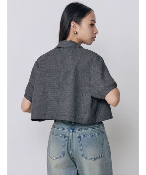 MURUA（ムルーア）の「【セットアップ対応】メッシュショートシャツジャケット　夏服（テーラードジャケット・レディース・ブラウン/ブラック/アイボリー/グレー・FREE）」の18枚目の写真