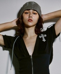 GATELESS（ゲートレス）の「【GATELESS】GL HOTFIX BEANIE / 【ゲートレス】ラインストーンロゴビーニー（ニットキャップ/ビーニー）」