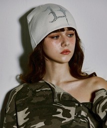 GATELESS（ゲートレス）の「【GATELESS】GL HOTFIX BEANIE / 【ゲートレス】ラインストーンロゴビーニー（ニットキャップ/ビーニー）」