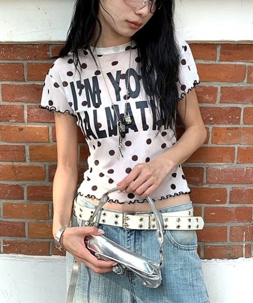 SHEENA(シーナ)の「ドットロゴプリントシアートップス(Tシャツ/カットソー・レディース・ホワイト/ブラック・M)」の10枚目の写真
