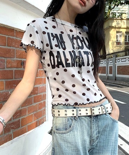 SHEENA(シーナ)の「ドットロゴプリントシアートップス(Tシャツ/カットソー・レディース・ホワイト/ブラック・M)」の12枚目の写真