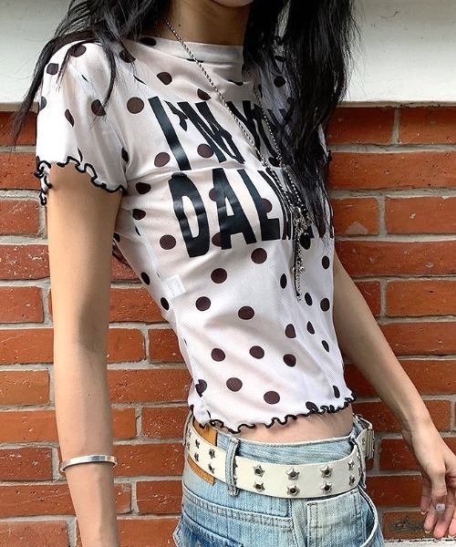 SHEENA(シーナ)の「ドットロゴプリントシアートップス(Tシャツ/カットソー・レディース・ホワイト/ブラック・M)」の13枚目の写真