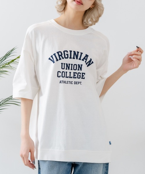 DISCUS(ディスカス)の「【DISCUS/ディスカス】【トレンドのカレッジロゴ】ヘビーウェイトTシャツ ルーズシルエット 古着MIX(Tシャツ/カットソー・レディース・ラベンダー/オフホワイト/ブルー/イエロー/スミクロ/ブラウン・LARGE/MEDIUM)」の2枚目の写真