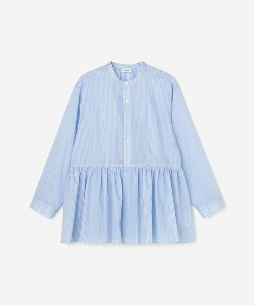 LE GLAZIK(ルグラジック)の「LE GLAZIK | シアーストライプ ギャザーフレアシャツ WOMEN(シャツ/ブラウス・レディース・ブルー系その他・36)」の2枚目の写真