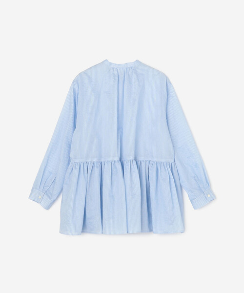 LE GLAZIK(ルグラジック)の「LE GLAZIK | シアーストライプ ギャザーフレアシャツ WOMEN(シャツ/ブラウス・レディース・ブルー系その他・36)」の3枚目の写真