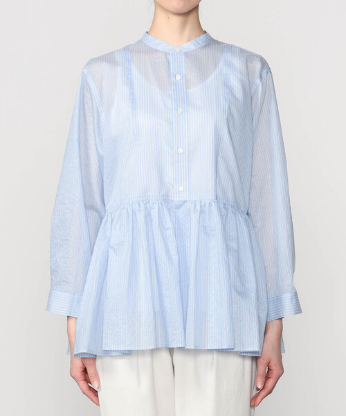 LE GLAZIK(ルグラジック)の「LE GLAZIK | シアーストライプ ギャザーフレアシャツ WOMEN(シャツ/ブラウス・レディース・ブルー系その他・36)」の8枚目の写真