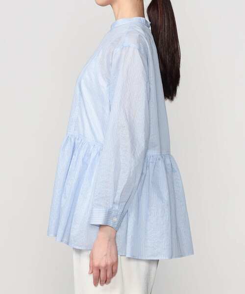 LE GLAZIK(ルグラジック)の「LE GLAZIK | シアーストライプ ギャザーフレアシャツ WOMEN(シャツ/ブラウス・レディース・ブルー系その他・36)」の9枚目の写真