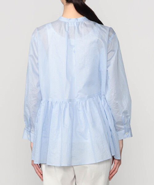 LE GLAZIK(ルグラジック)の「LE GLAZIK | シアーストライプ ギャザーフレアシャツ WOMEN(シャツ/ブラウス・レディース・ブルー系その他・36)」の10枚目の写真