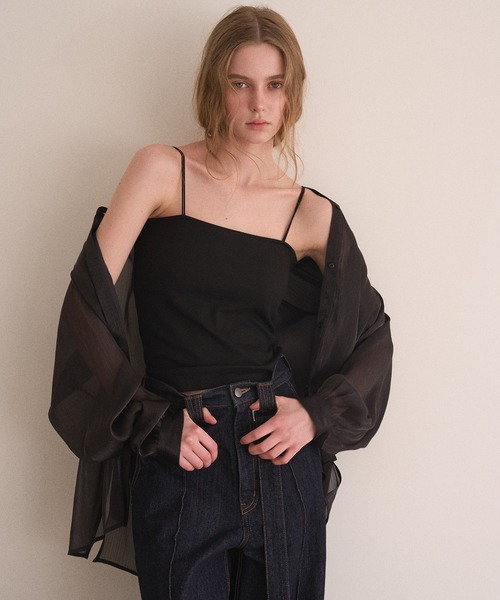 MIELI INVARIANT（ミエリインヴァリアント）の「Sheer Washer Blouse（シャツ/ブラウス・レディース・ブラック/ホワイト・FREE）」の2枚目の写真