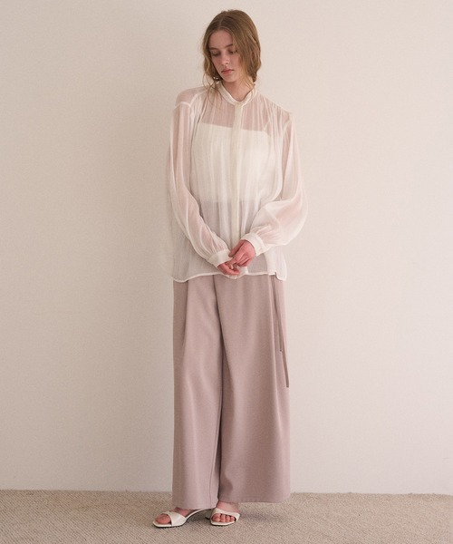MIELI INVARIANT（ミエリインヴァリアント）の「Sheer Washer Blouse（シャツ/ブラウス・レディース・ブラック/ホワイト・FREE）」の8枚目の写真