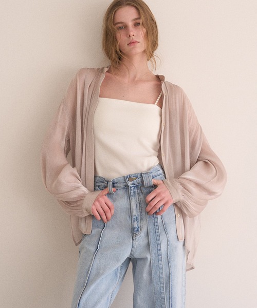 MIELI INVARIANT（ミエリインヴァリアント）の「Sheer Washer Blouse（シャツ/ブラウス・レディース・ブラック/ホワイト・FREE）」の11枚目の写真