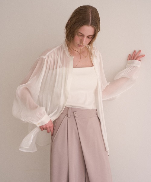 MIELI INVARIANT（ミエリインヴァリアント）の「Sheer Washer Blouse（シャツ/ブラウス・レディース・ブラック/ホワイト・FREE）」の3枚目の写真