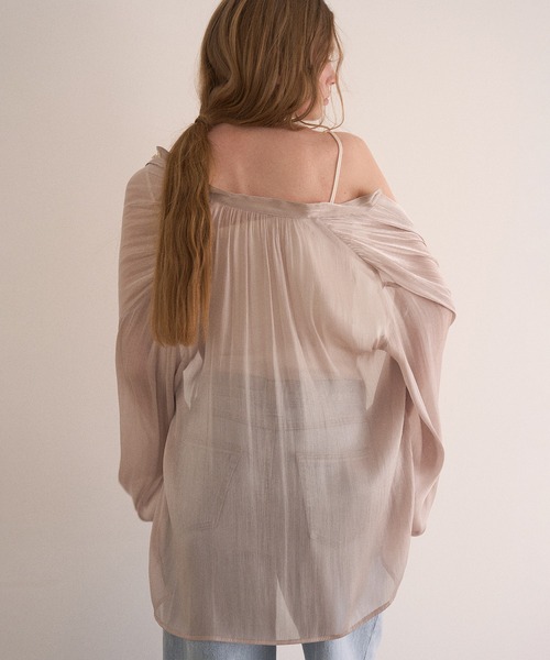 MIELI INVARIANT（ミエリインヴァリアント）の「Sheer Washer Blouse（シャツ/ブラウス・レディース・ブラック/ホワイト・FREE）」の13枚目の写真