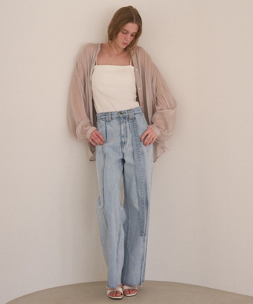 MIELI INVARIANT（ミエリインヴァリアント）の「Sheer Washer Blouse（シャツ/ブラウス・レディース・ブラック/ホワイト・FREE）」の14枚目の写真