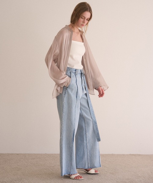 MIELI INVARIANT（ミエリインヴァリアント）の「Sheer Washer Blouse（シャツ/ブラウス・レディース・ブラック/ホワイト・FREE）」の15枚目の写真