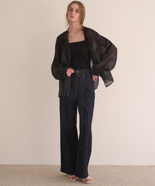 MIELI INVARIANT（ミエリインヴァリアント）の「Sheer Washer Blouse（シャツ/ブラウス・レディース・ブラック/ホワイト・FREE）」の20枚目の写真