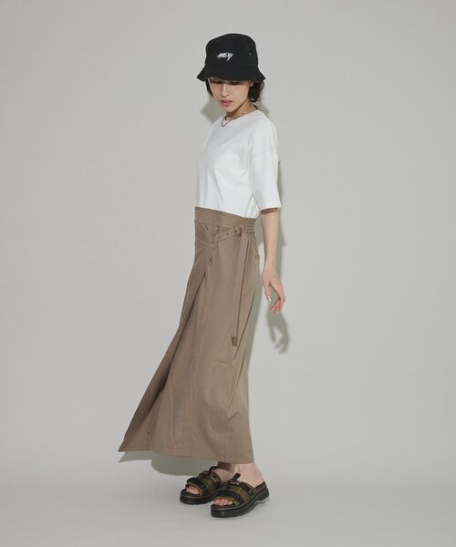 GARAGE OF GOOD CLOTHING（ガレージオブグッドクロージング）の「異素材MIX Iラインワンピース（ワンピース・レディース・ベージュ/グレー/ブラック・FREE）」の5枚目の写真