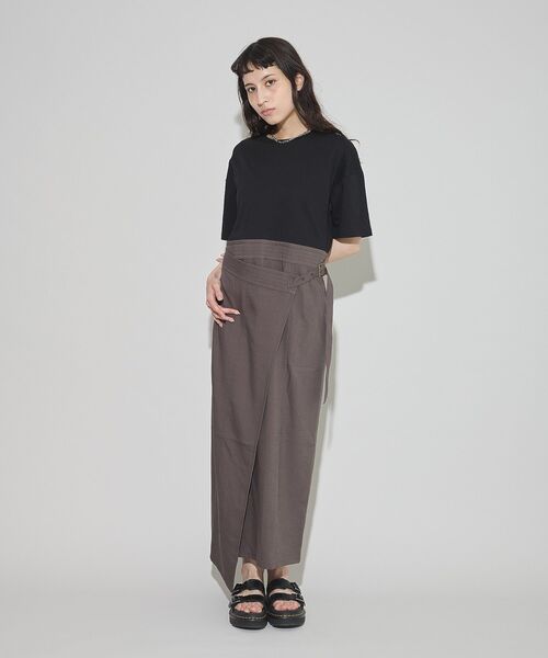 GARAGE OF GOOD CLOTHING（ガレージオブグッドクロージング）の「異素材MIX Iラインワンピース（ワンピース・レディース・ベージュ/グレー/ブラック・FREE）」の11枚目の写真