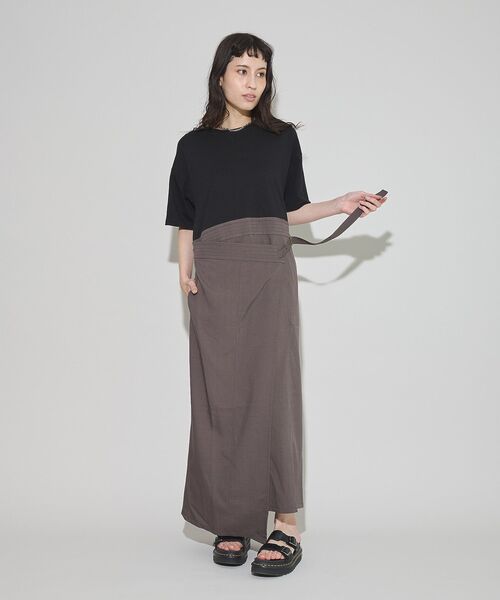 GARAGE OF GOOD CLOTHING（ガレージオブグッドクロージング）の「異素材MIX Iラインワンピース（ワンピース・レディース・ベージュ/グレー/ブラック・FREE）」の8枚目の写真