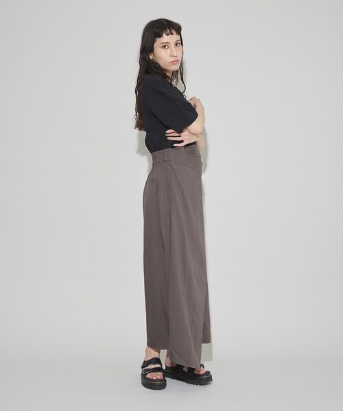 GARAGE OF GOOD CLOTHING（ガレージオブグッドクロージング）の「異素材MIX Iラインワンピース（ワンピース・レディース・ベージュ/グレー/ブラック・FREE）」の7枚目の写真