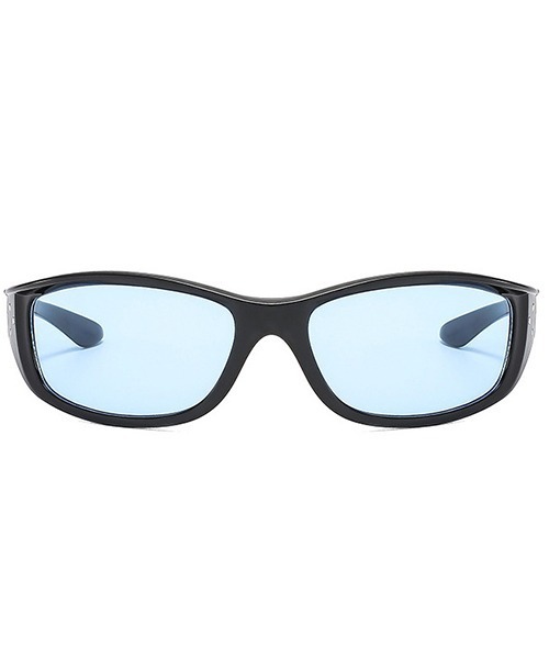 ARCHIVER（アーカイバ）の「【Bz】ラップサングラス / カラーレンズサングラス ブラックフレーム Y2K 韓国系 古着MIX トレンドアイウェア ユニセックス(DAY)（サングラス・メンズ・ブルー/ブラウン・FREE）」の4枚目の写真