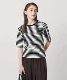 5分袖 コットン フライス Tシャツ