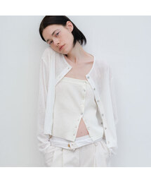 AN LOOSE FIT SEMI CROP CARDIGAN (T-7158)
